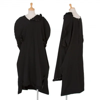 コムデギャルソンCOMME des GARCONSポリ製品染めカットフリルアシンメトリーワンピース