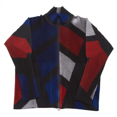 イッセイミヤケ メンISSEY MIYAKE MEN 幾何学柄プリーツメッシュブルゾン