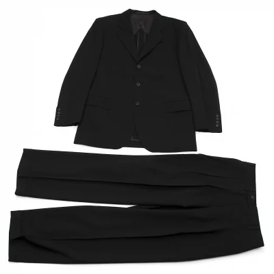 マーガレットハウエルメンMARGARET HOWELL MEN ウール3Bテーラードセットアップスーツ 黒
