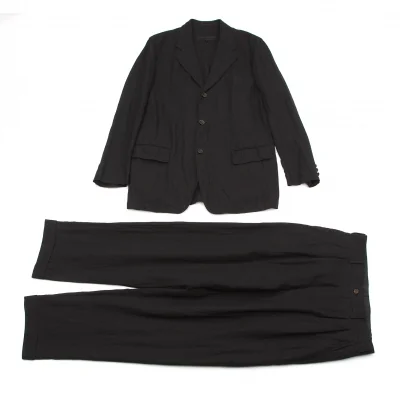 コムデギャルソンオムCOMME des GARCONS HOMME リネン3Bテーラードセットアップスーツ 黒