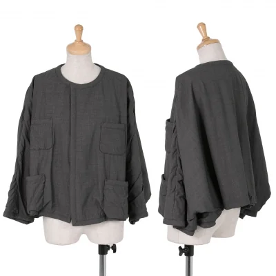 コムコム コムデギャルソンCOMME des GARCONSウールノーカラードルマンショートジャケット