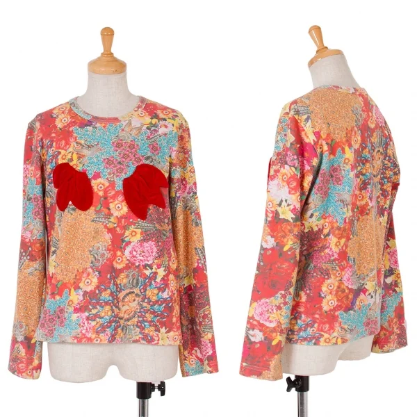 【SALE】コムデギャルソンCOMME des GARCONS ベロアパッチフラワープリントカットソー