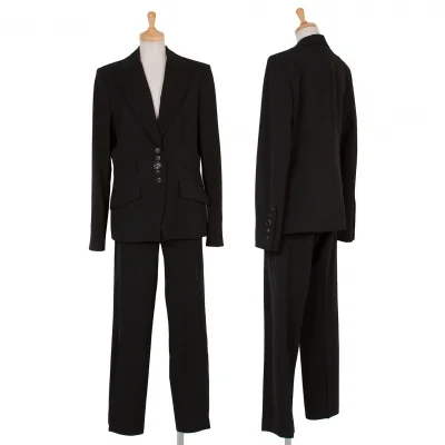 レ コパンLes Copains ピークドラペル多ボタンセットアップスーツ 黒紫他