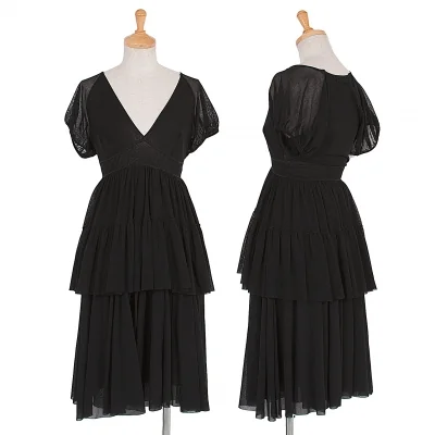 ジャンポールゴルチエ ソレイユJean Paul GAULTIER SOLEIL パワーネットパフスリーブチュニックセットアップ 黒