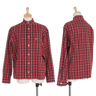 【SALE】ワイズY's バンドカラーチェックネルシャツ