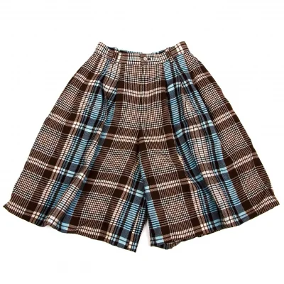 ツモリチサトTSUMORI CHISATO ウールチェックキュロットパンツ 茶オフブルー