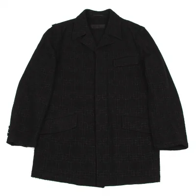 【SALE】コムデギャルソン オムCOMME des GARCONS HOMME 幾何学プリントウール縮絨ジャケット 黒グレー