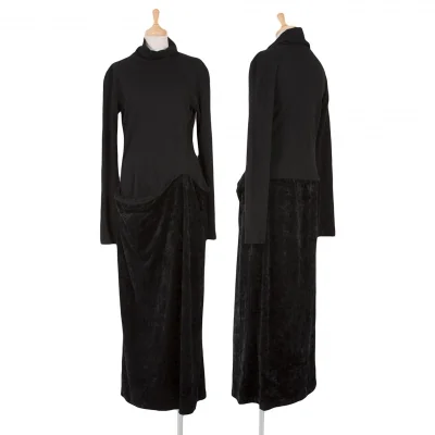 ワイズY's ベロア切替ハイネックワンピース