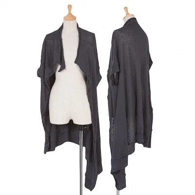 ワイズY's リネン斜行ボタンレスカーディガンベスト