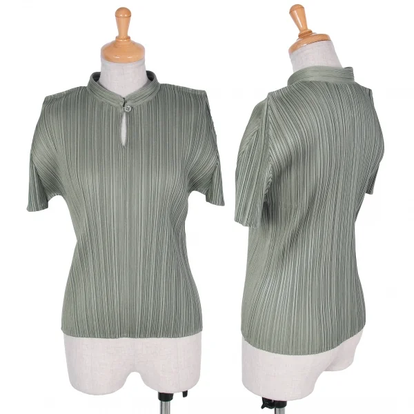 プリーツプリーズPLEATS PLEASE プリーツスタンドカラートップス