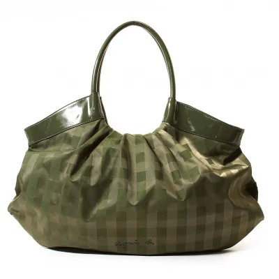 【SALE】アニエスベーagnes b. ギンガムチェッククロワッサンバッグ カーキ