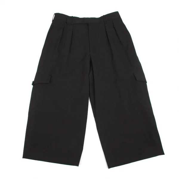 ヨウジヤマモトプールオムYohji Yamamoto POUR HOMME ウールギャバポケットデザインタックワイドパンツ