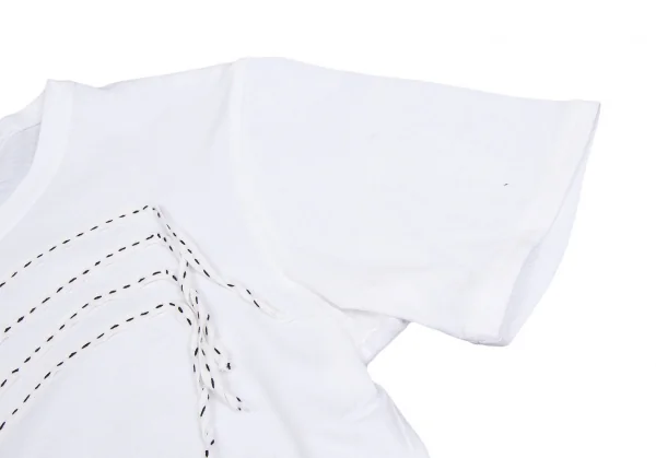 トップス \"issey miyake haat\"stitch design shirt SALE) ISSEY MIYAKE HaaT Stitch embroidery T Shirt White 2 (K