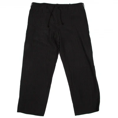ヨウジヤマモトプールオムYohji Yamamoto POUR HOMME ピンストライプドローコードパンツ 黒グレー