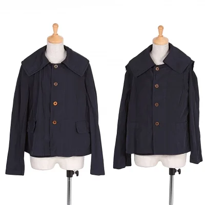 コムコム コムデギャルソンCOMME des GARCONSポリ製品染めリバーシブルレイヤードジャケット 紺