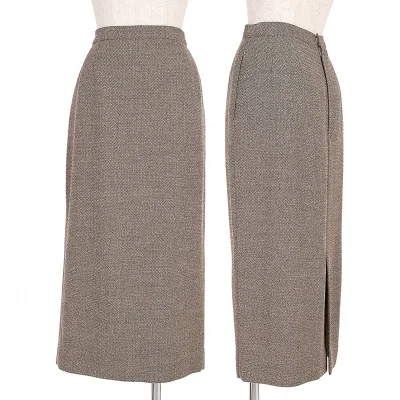 【最終値下げ】ヨシエイナバyoshie inaba ジグザグ織りAラインスカート 茶モカ