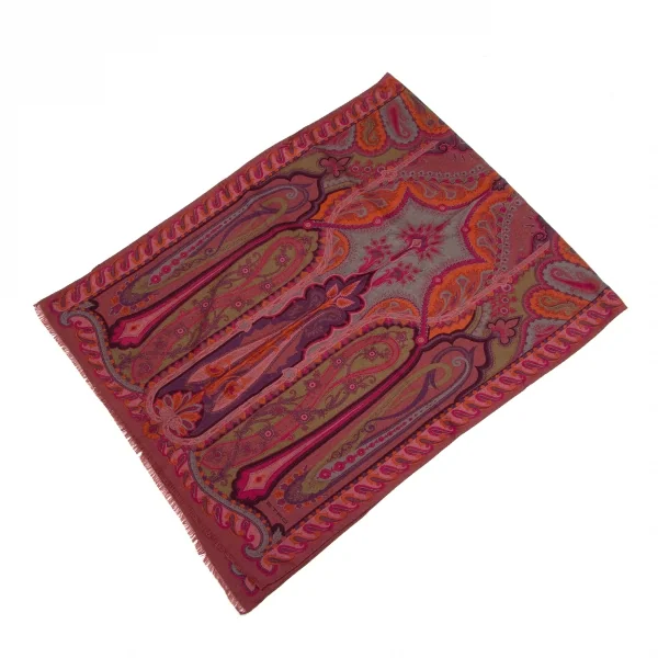 エトロETRO ペイズリーストール ボルドー赤紫他 (K-56462)