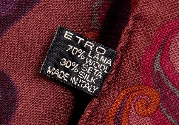 エトロETRO ペイズリーストール ボルドー赤紫他 (K-56462)