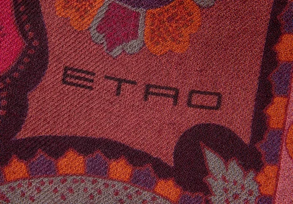 エトロETRO ペイズリーストール ボルドー赤紫他 (K-56462)