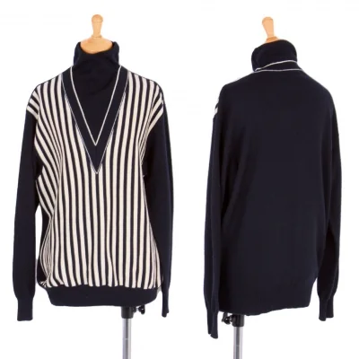 ヨウジヤマモトファムYohji Yamamoto FEMME レイヤード切替ストライプニットセーター