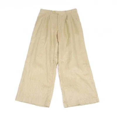 ヨウジヤマモトファムYohji Yamamoto FEMME リネンワイドパンツ ベージュ