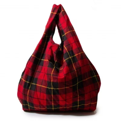 コムデギャルソンCOMME des GARCONS ウールタータンチェックビッグトートバッグ 赤黒黄