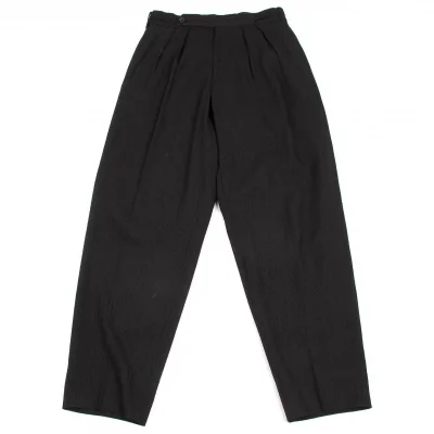 ヨウジヤマモトプールオムYohji Yamamoto pour homme サイドウエストベルトストライプ２タックパンツ チャコール