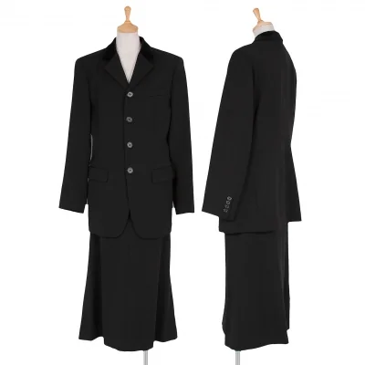 ラルフローレンRALPH LAUREN ベロア衿４Bウールセットアップスーツ 黒