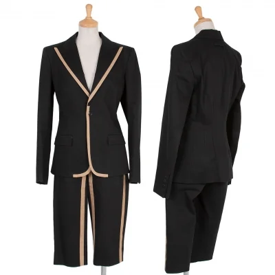 【SALE】ジャンポールゴルチエファムJean Paul GAULTIER FEMME ラインデザインコットンセットアップスーツ 黒ベージュ