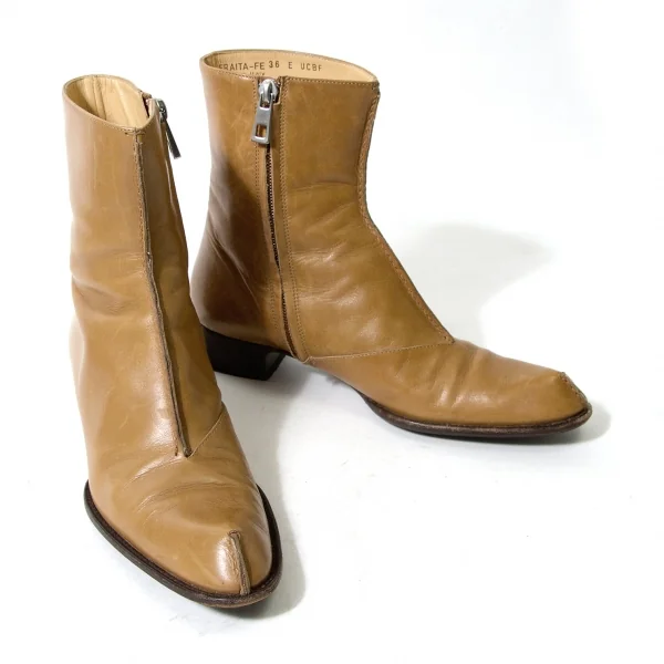 BALLY Center Shift Leather Boots Camel 5.5 K-57422_001