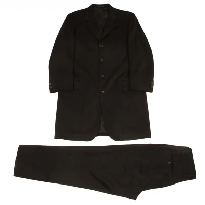ヨウジヤマモト コスチュームドオムYohji Yamamoto COTUME D' HOMME ウールドスキンロングセットアップスーツ 黒