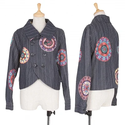 【SALE】リミフゥLIMI feu プリントステッチデザインデニムジャケット インディゴ黄赤他