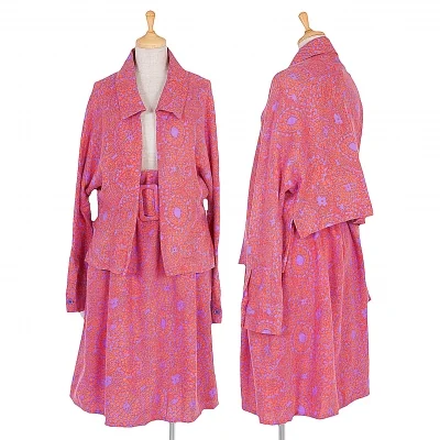 【SALE】リミフゥLIMI feu ウールサイケプリントボタンレスセットアップ ピンク淡紫