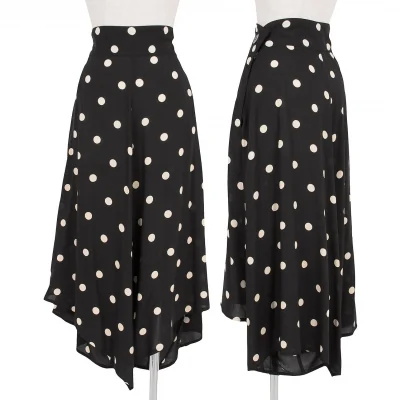 ヨウジヤマモトノアールYohji Yamamoto NOIR ドットプリントシースルーパンツスカート 黒クリーム
