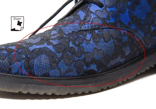 【SALE】マークバイマークジェイコブスMARC by MARC JACOBS 花柄レース貼り付けレザーシューズ 青黒37（23.5位） K-57692_011