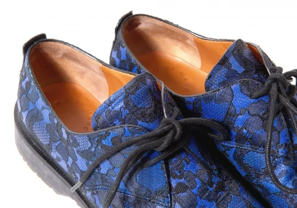 【SALE】マークバイマークジェイコブスMARC by MARC JACOBS 花柄レース貼り付けレザーシューズ 青黒37（23.5位） K-57692_012