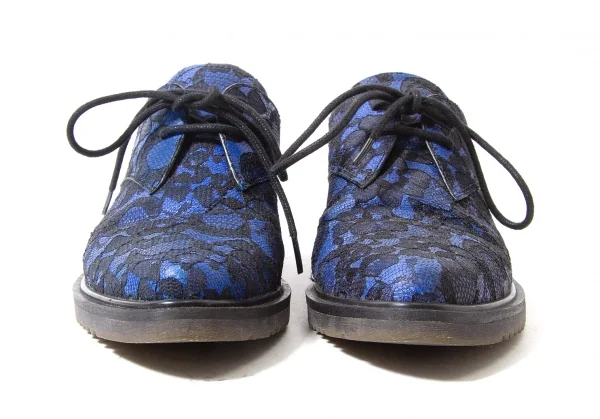 【SALE】マークバイマークジェイコブスMARC by MARC JACOBS 花柄レース貼り付けレザーシューズ 青黒37（23.5位） K-57692_003