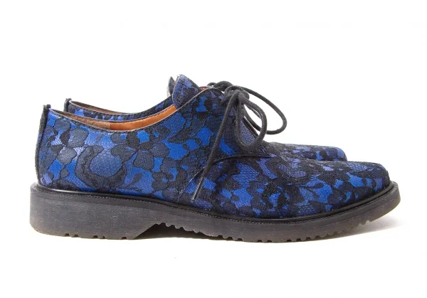 【SALE】マークバイマークジェイコブスMARC by MARC JACOBS 花柄レース貼り付けレザーシューズ 青黒37（23.5位） K-57692_004