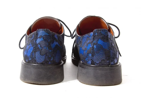 【SALE】マークバイマークジェイコブスMARC by MARC JACOBS 花柄レース貼り付けレザーシューズ 青黒37（23.5位） K-57692_005