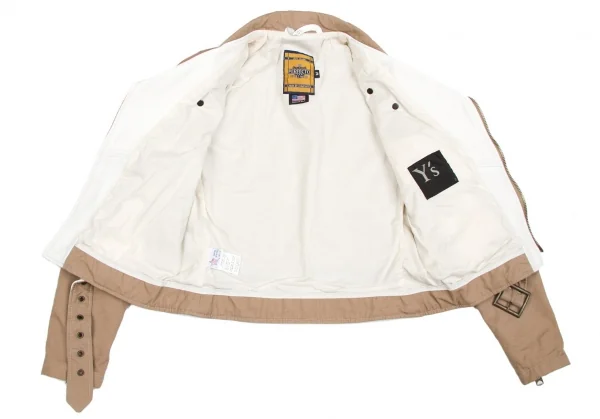 【SALE】ワイズ×ショットY's × Schott レザー切替コットンライダースジャケット ベージュ生成りM K-57757_012