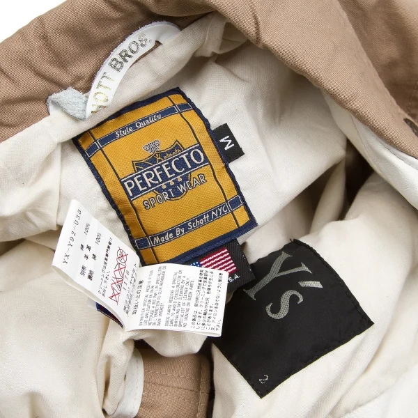 【SALE】ワイズ×ショットY's × Schott レザー切替コットンライダースジャケット ベージュ生成りM K-57757_015