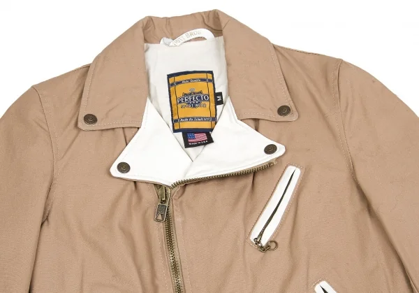 【SALE】ワイズ×ショットY's × Schott レザー切替コットンライダースジャケット ベージュ生成りM K-57757_003