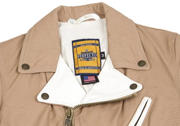 【SALE】ワイズ×ショットY's × Schott レザー切替コットンライダースジャケット ベージュ生成りM K-57757_004