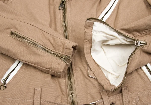 【SALE】ワイズ×ショットY's × Schott レザー切替コットンライダースジャケット ベージュ生成りM K-57757_007