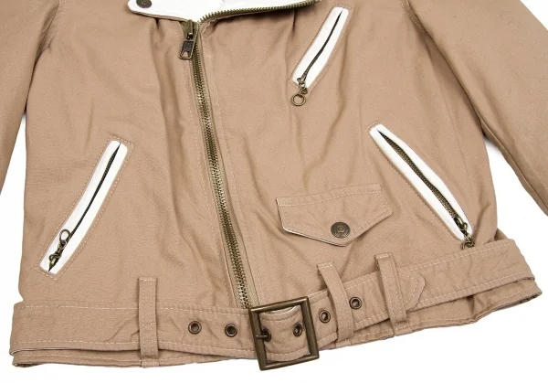 【SALE】ワイズ×ショットY's × Schott レザー切替コットンライダースジャケット ベージュ生成りM K-57757_008