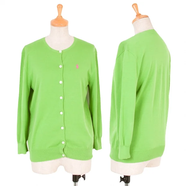 RALPH LAUREN ラルフローレン　カーディガン コットン　ポニー刺繍 ラルフローレンRALPH LAUREN コットンポニー刺繍カーディガン アップル