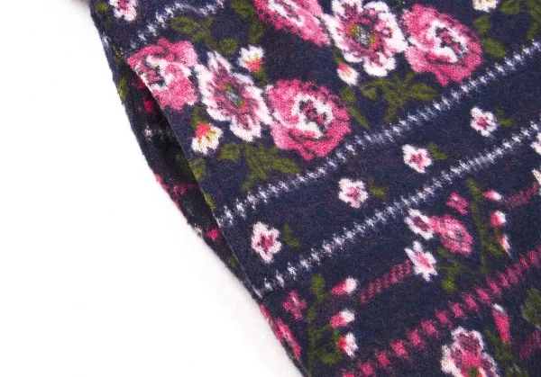 【SALE】ジュンヤワタナベマンピンク コムデギャルソンJUNYA WATANABE MAN PINK COMME des GARCONS フリンジカットフラワープリントノースリーブワンピース 紺ピンクカーキM位 K-58009_011