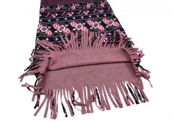 【SALE】ジュンヤワタナベマンピンク コムデギャルソンJUNYA WATANABE MAN PINK COMME des GARCONS フリンジカットフラワープリントノースリーブワンピース 紺ピンクカーキM位 K-58009_008