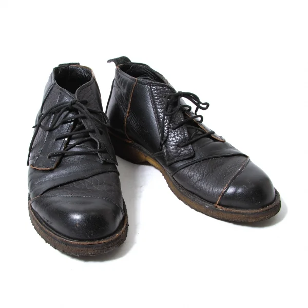 【SALE】ヨウジヤマモト プールオム yohji yamamoto pour homme レザーパッチワークチャッカブーツ