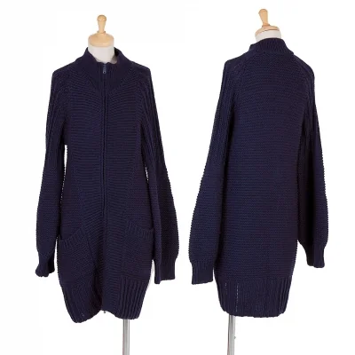 【SALE】リミフゥLIMI feu 袖変形ジップロングニット 紺